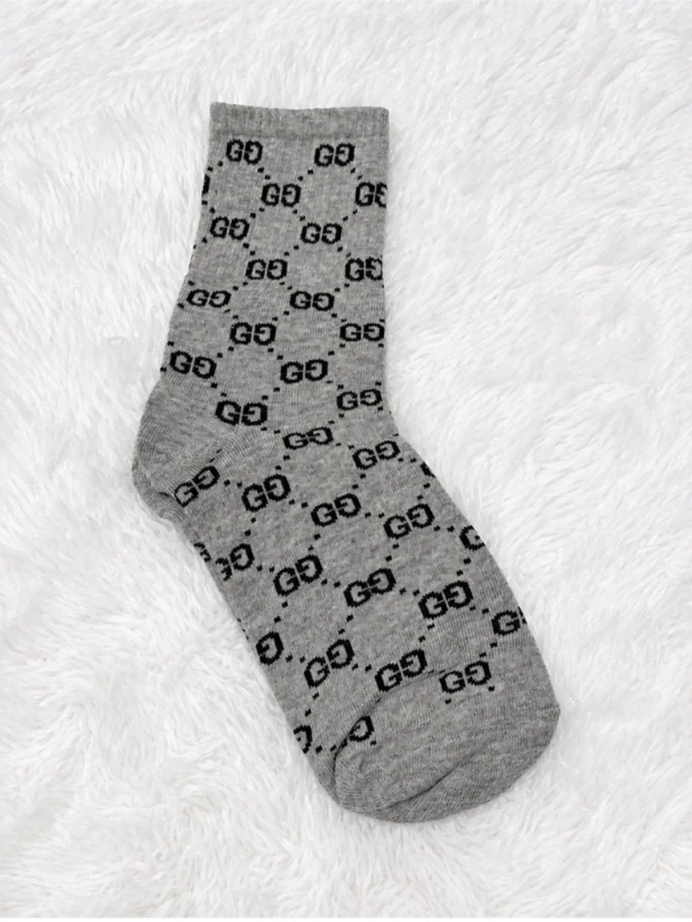 Gucci Gray GG Pattern Crew Socks
